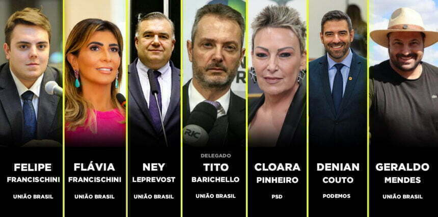 deputado federal Felipe Franscischini (União Brasil), deputada estadual Flávia Francischini (União Brasil), deputado estadual Ney Leprevot (União Brasil), deputado estadual Delegado Tito Barichello (União Brasil), deputada estadual Clora Pinheiro (PSD), deputado estadual Denian Couto (PODEMOS) e o deputado federal Geraldo Mendes (União Brasil)