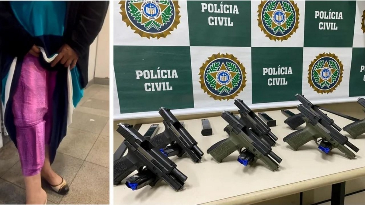 Mulher é detida com sete armas automáticas presas ao corpo