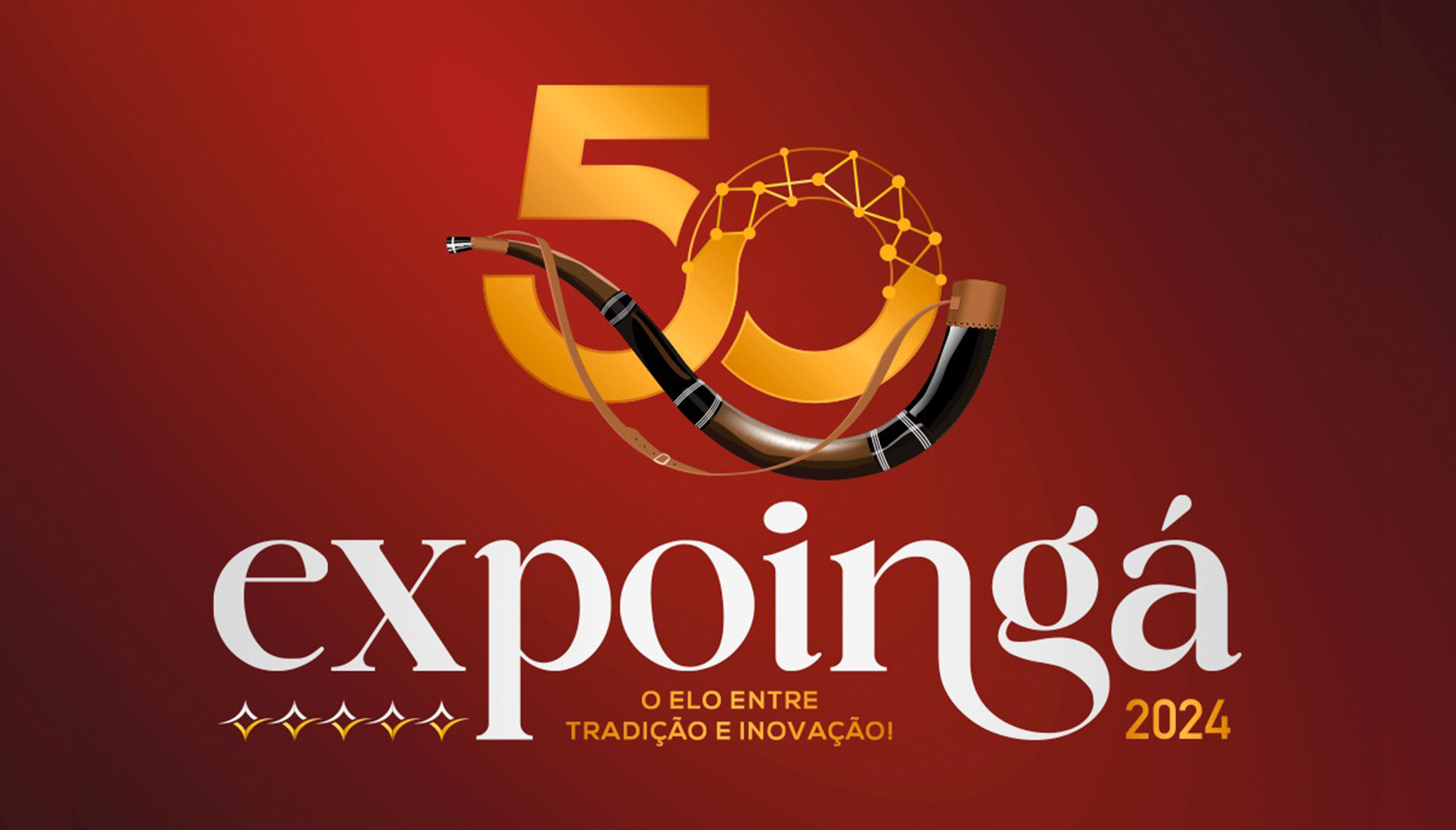 Logo da Expoingá 2024, o ano em que a exposição feira agropecuária e industrial de Maringá completa 50 anos.