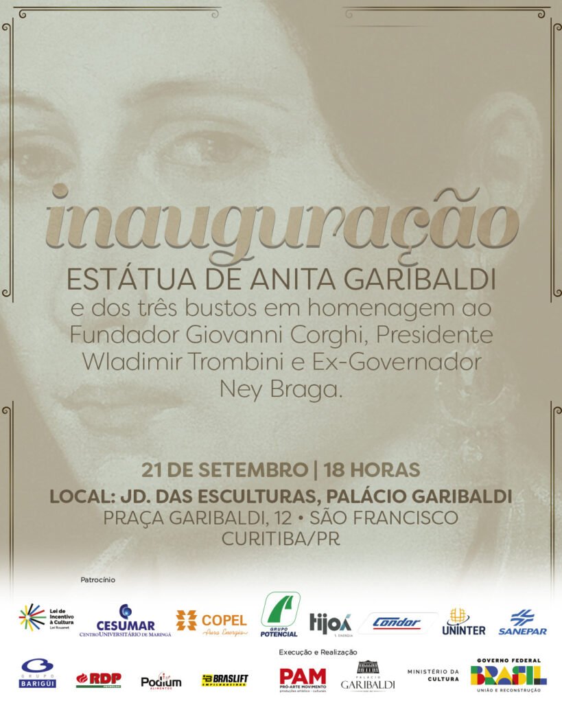 Palácio Garibaldi inaugura escultura de Anita Garibaldi 2 Palácio Garibaldi inaugura escultura de Anita Garibaldi