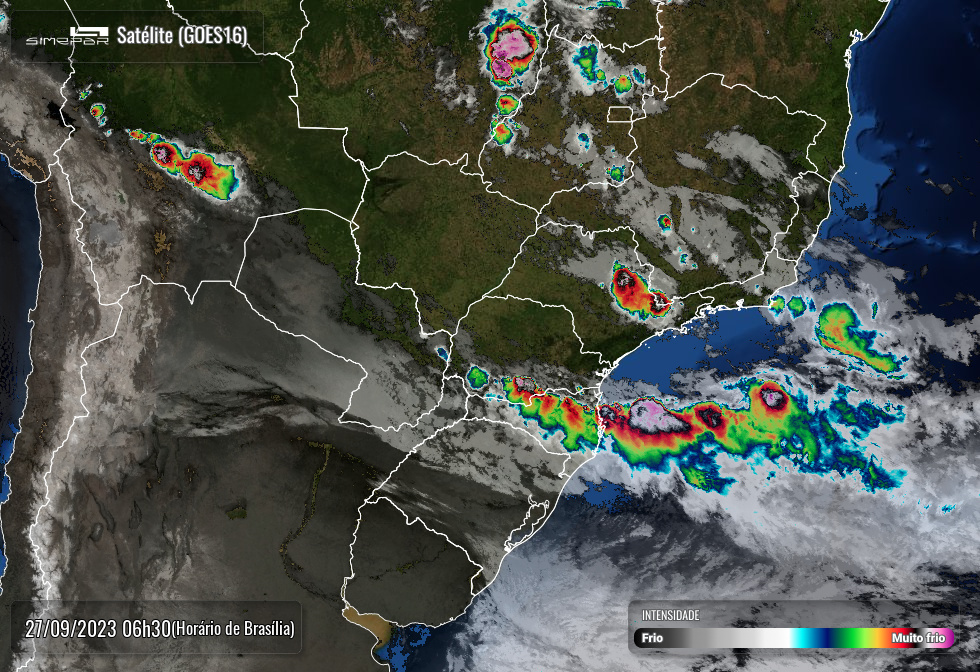 Pancadas de chuva e trovoadas voltam a atingir o Paraná, confira na previsão do tempo 2 Radar Simepar 27/09/2023