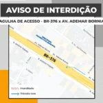 Aviso de interdição na BR376