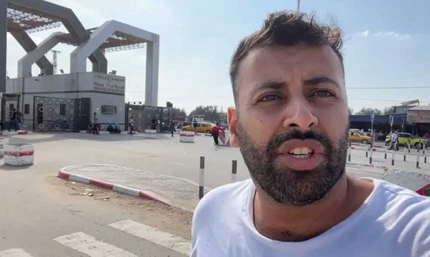 Rassan Rabee na fronteira entre a Faixa de Gaza e o Egito