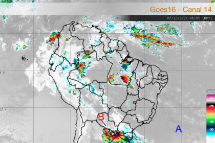 Radar Simepar Mapa de nuvens na américa latina 07-12-2023