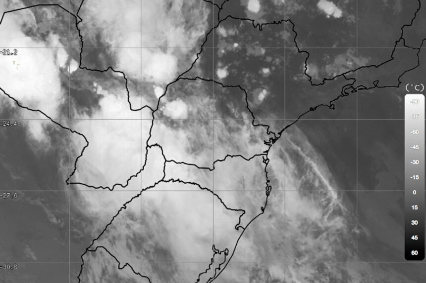 Radar Simepar, nuvens no Paraná