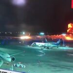 Avião pega fogo durante pouso no Japão, nesta terça-feira