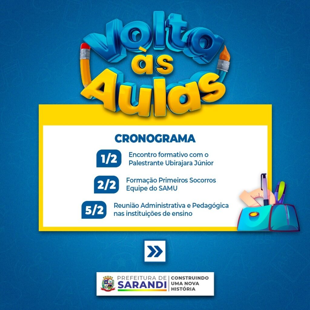 Em Sarandi, cerca de 12 mil alunos da rede municipal de ensino retornam às salas de aula no dia 6 de fevereiro; confira o cronograma 3 WhatsApp Image 2024 01 29 at 13.49.11