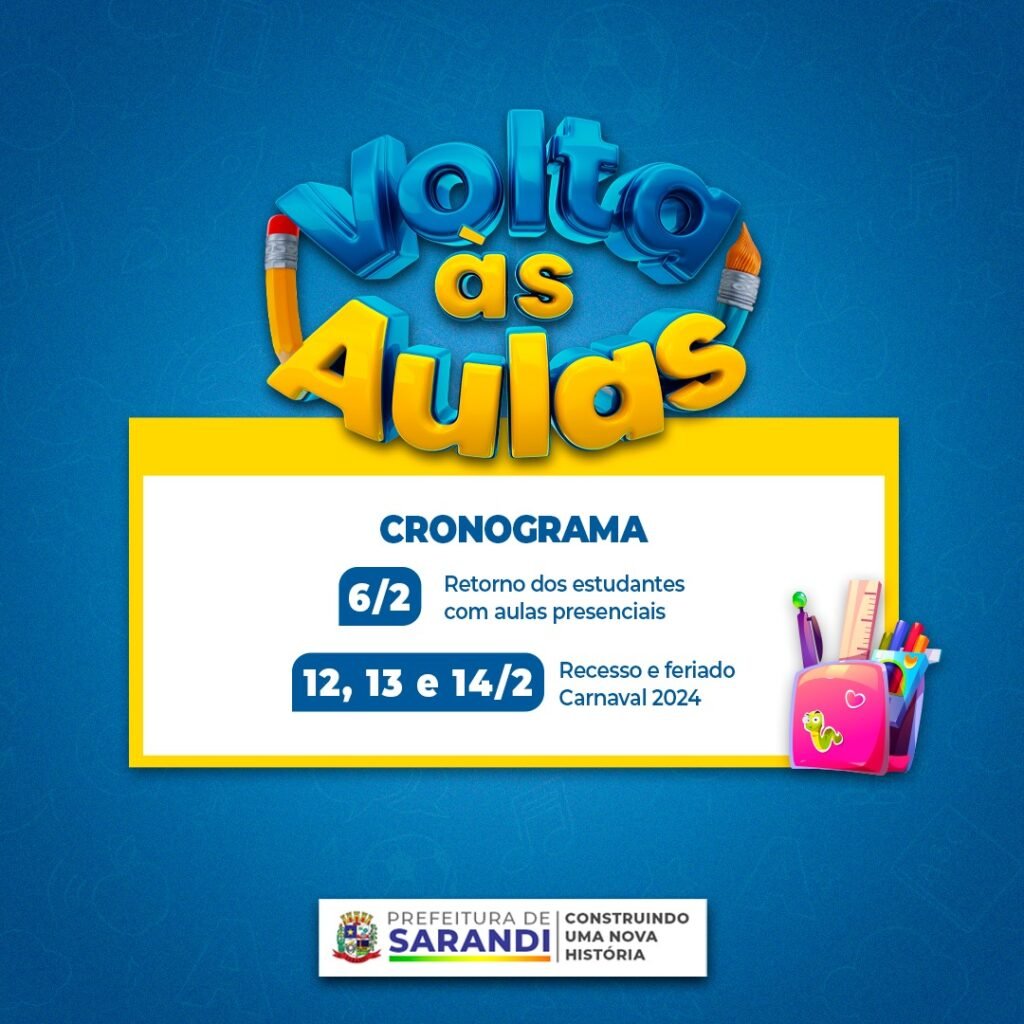 Em Sarandi, cerca de 12 mil alunos da rede municipal de ensino retornam às salas de aula no dia 6 de fevereiro; confira o cronograma 4 WhatsApp Image 2024 01 29 at 13.49.18