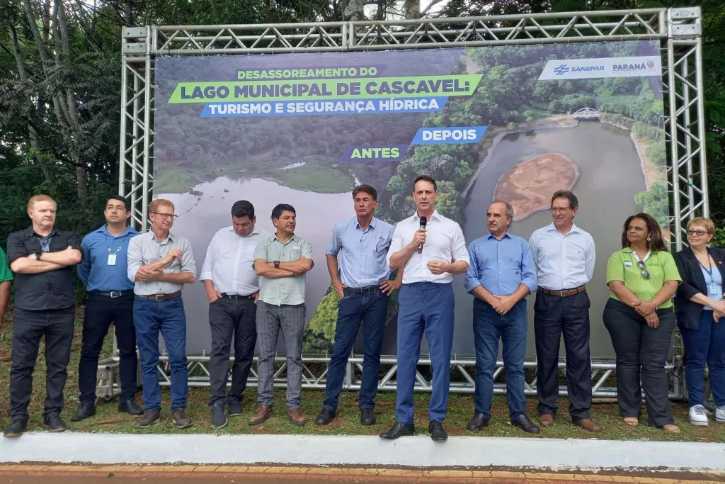 Sanepar entrega revitalização do lago municipal de Cascavel 3 240223 cascavel entrega obras desassoreamento lago 1