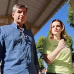 Prefeito de Londrina Marcelo Belinati e a secretaria Municipal de Educação, professora Maria Tereza