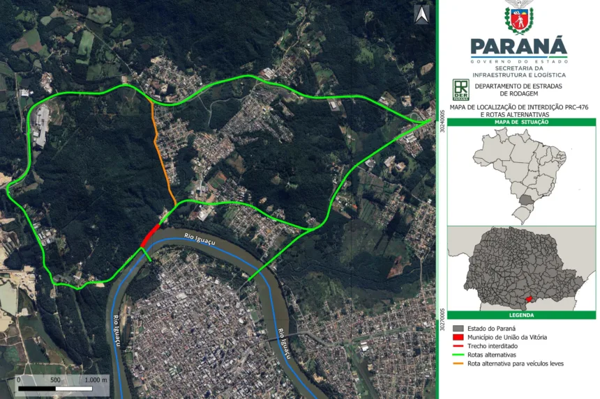 DER/PR bloqueia importante rodovia do Paraná por risco ao tráfego de veículos