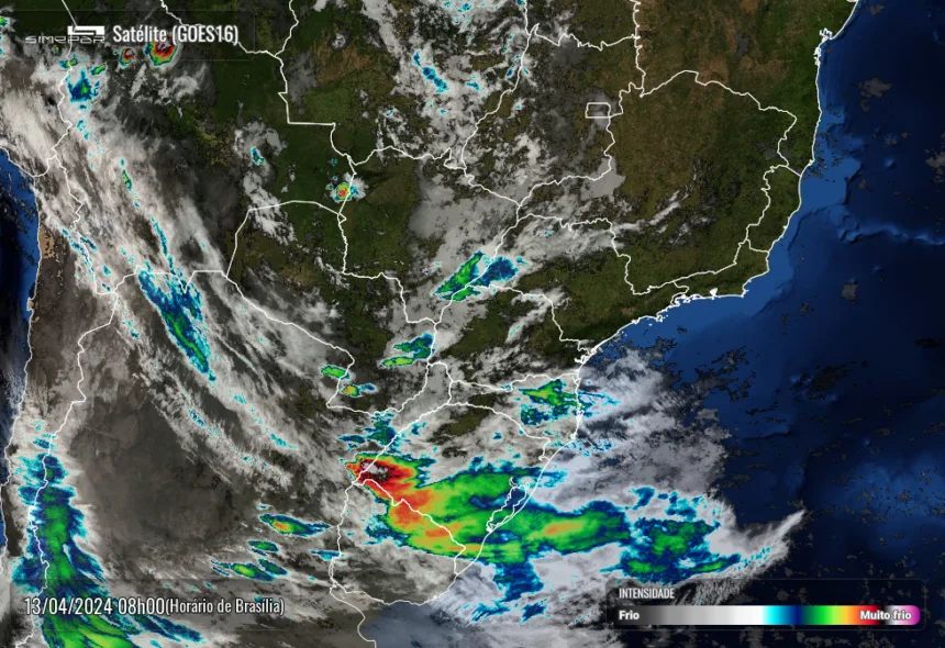 Radar Simepar, previsão do tempo para o Paraná