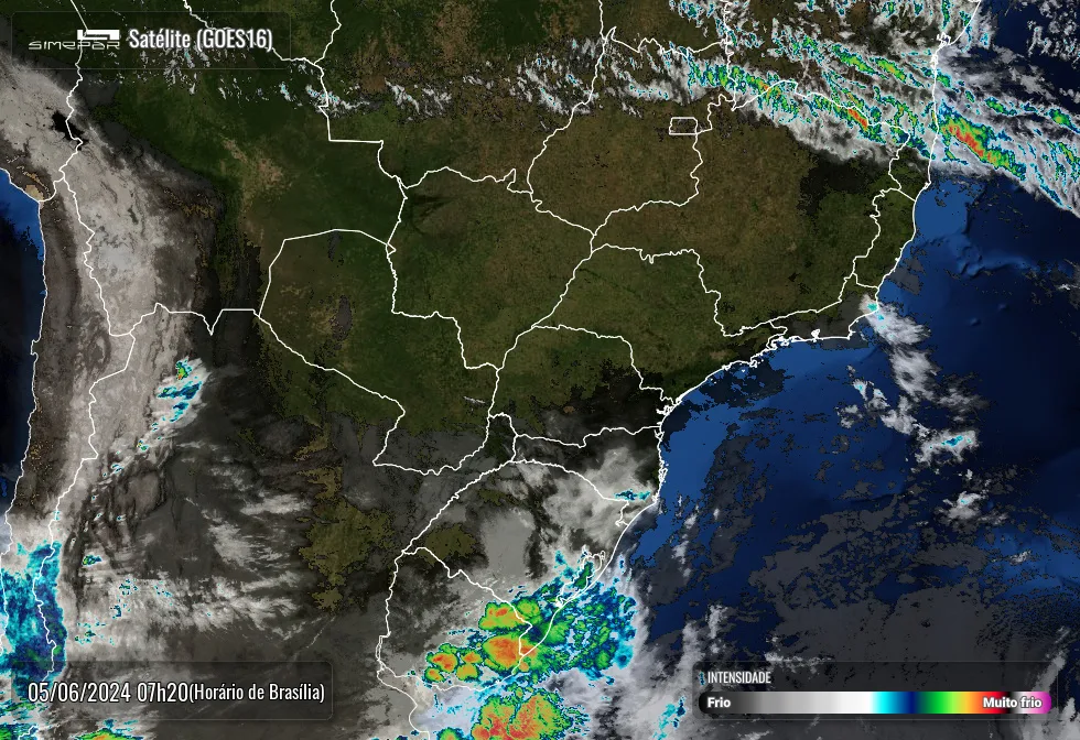 Radar Simepar, previsão do tempo no Paraná