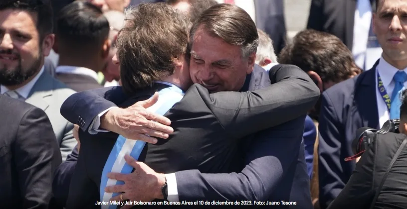 Presidente da Argentina, Javier Milei e o ex-presidente Jair Bolsonaro (PL) na Conferência de Ação Política Conservadora (CPAC)