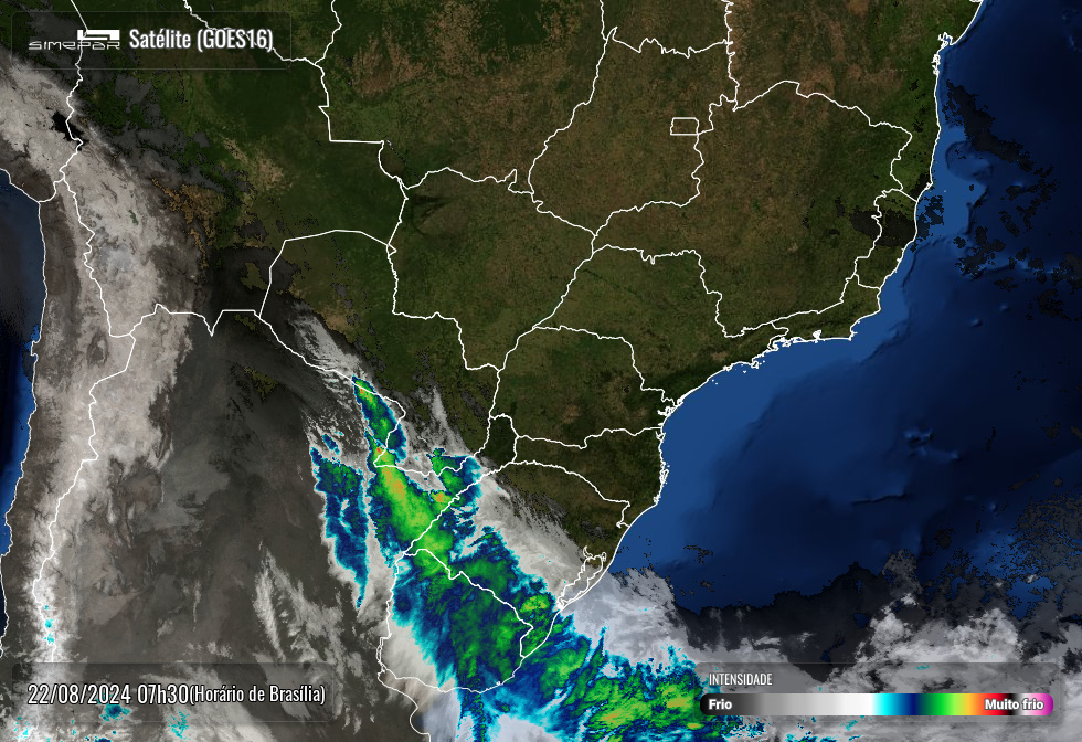 Radar Simepar, previsão do tempo no Paraná