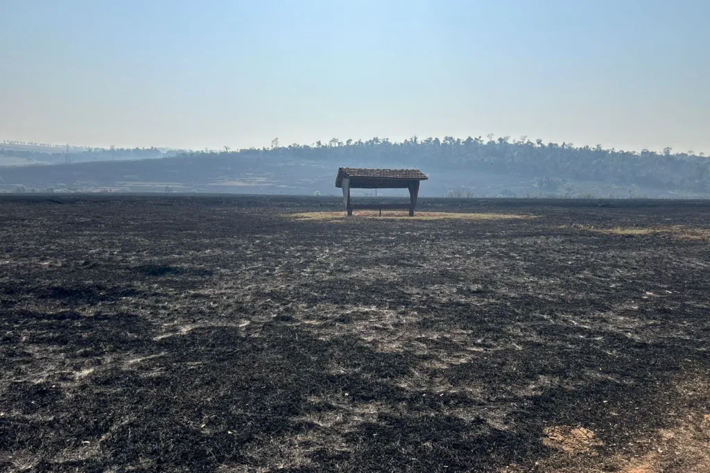 Com uso de helicóptero, bombeiros combatem incêndio em Maria Helena 8 incendio umuarama 03 iat