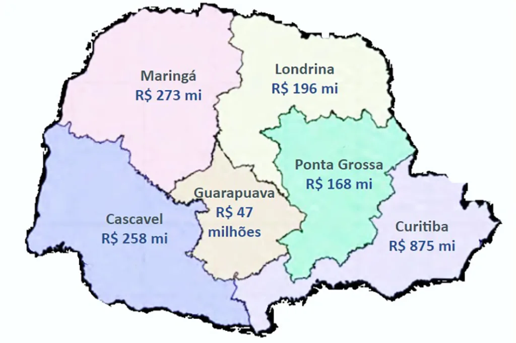 Proposta de Lei Orçamentária prevê aumento de quase 60% nos investimentos em 2025 2 mapa sefa pr