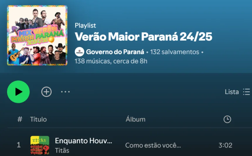 Playlist oficial do Verão Maior Paraná 2024/2025