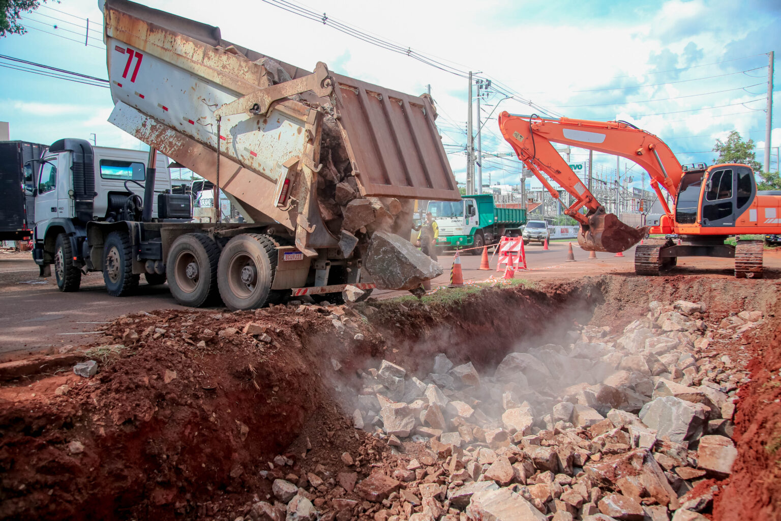 Em janeiro, município iniciou as obras que podem solucionar o problema histórico de alagamentos na Avenida Morangueira (Crédito: Rafael Macri / PMM)