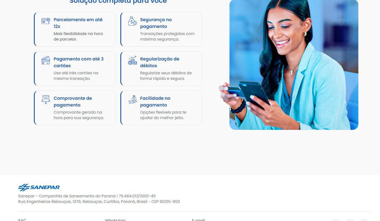 Sanepar disponibiliza pagamento de fatura com cartão de crédito pelo site