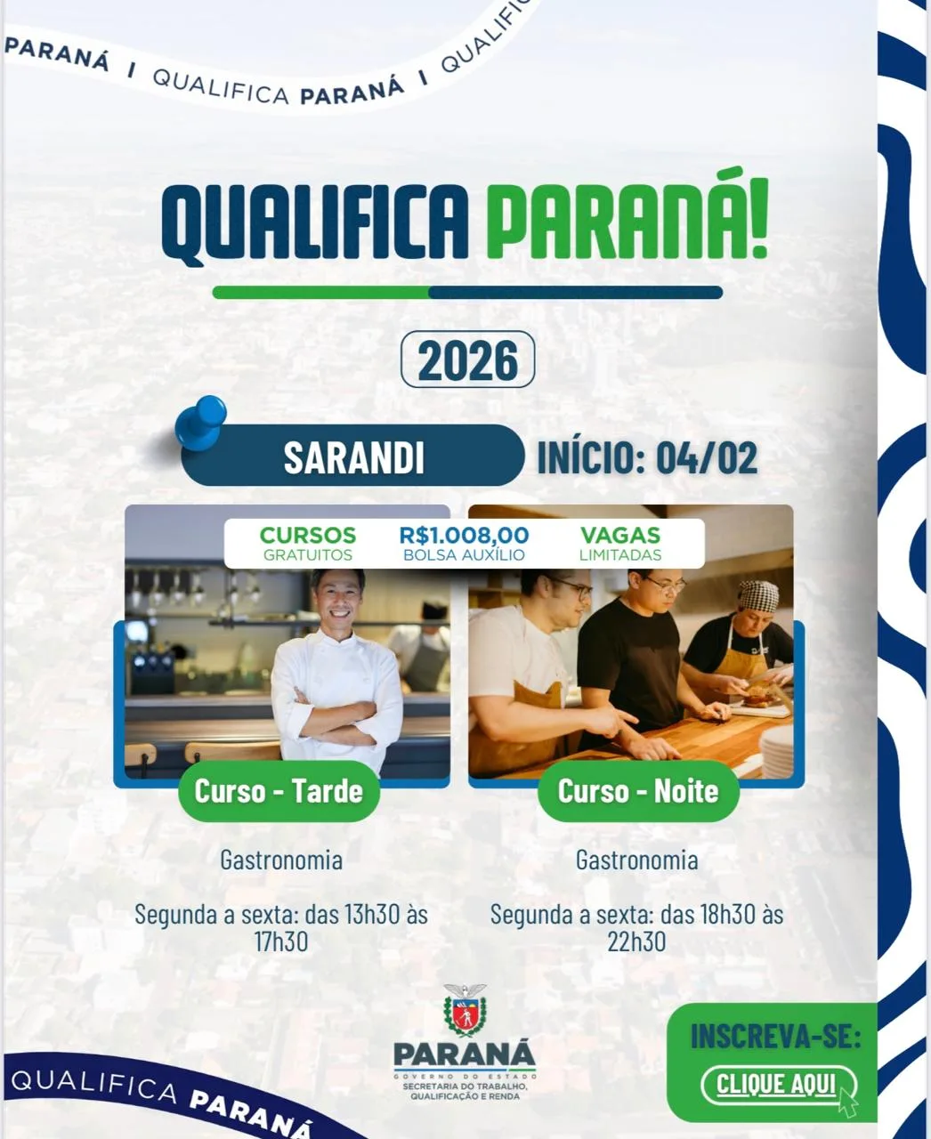 Prefeitura de Sarandi abre inscrições para o programa Qualifica Paraná