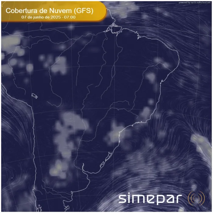 Fim de Semana com Chuva e Tempestades no Paraná: Previsão SIMEPAR para 7 e 8 de Junho