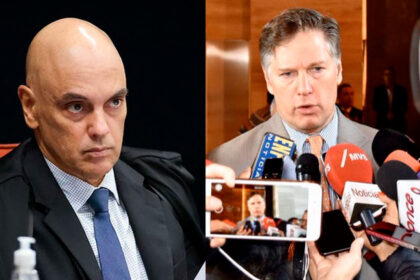 Ministro do STF, Alexandre de Moraes e o vice-secretário de Estado dos EUA, Christopher Landau.
