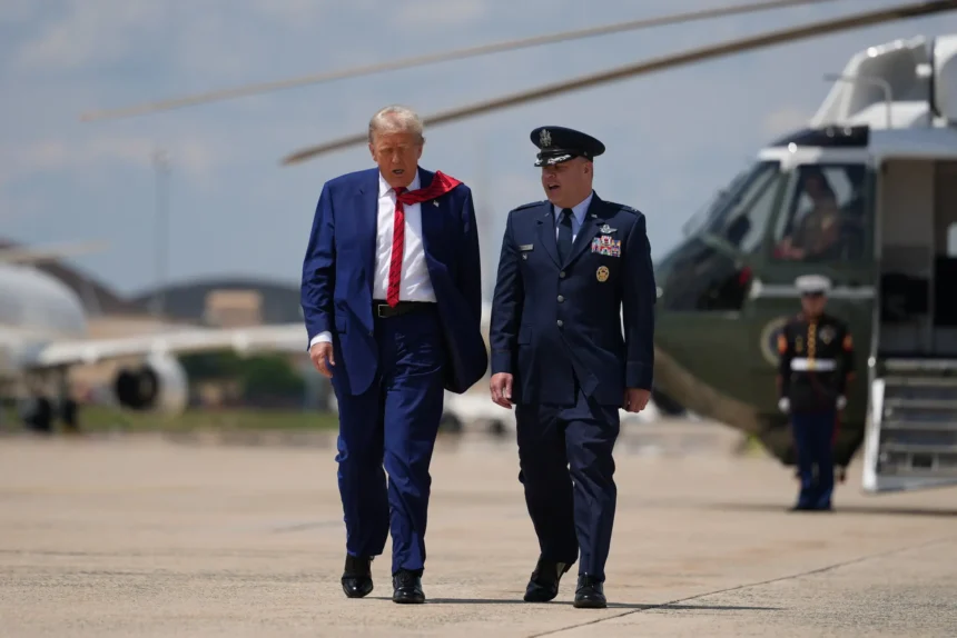 O presidente Trump disse que os EUA se juntaram a guerra contra o Ira com Israel no sabado.Credito.Eric Lee para o The New York Times