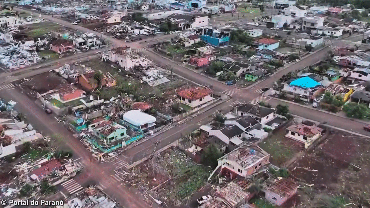 Destruição total: Tornado F2 atinge Rio Bonito do Iguaçu, deixando mortos e grande destruição no Paraná