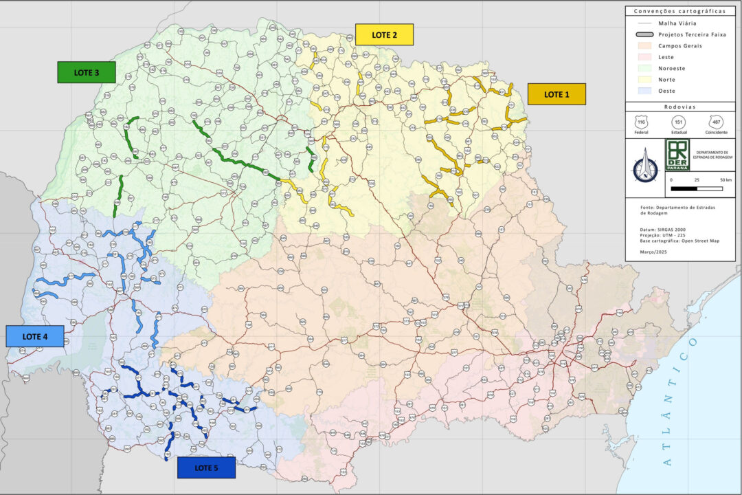Novo programa de terceiras faixas do DER/PR: licitação tem primeiro resultado 2 mapa do programa rota segura - Saiba Já News