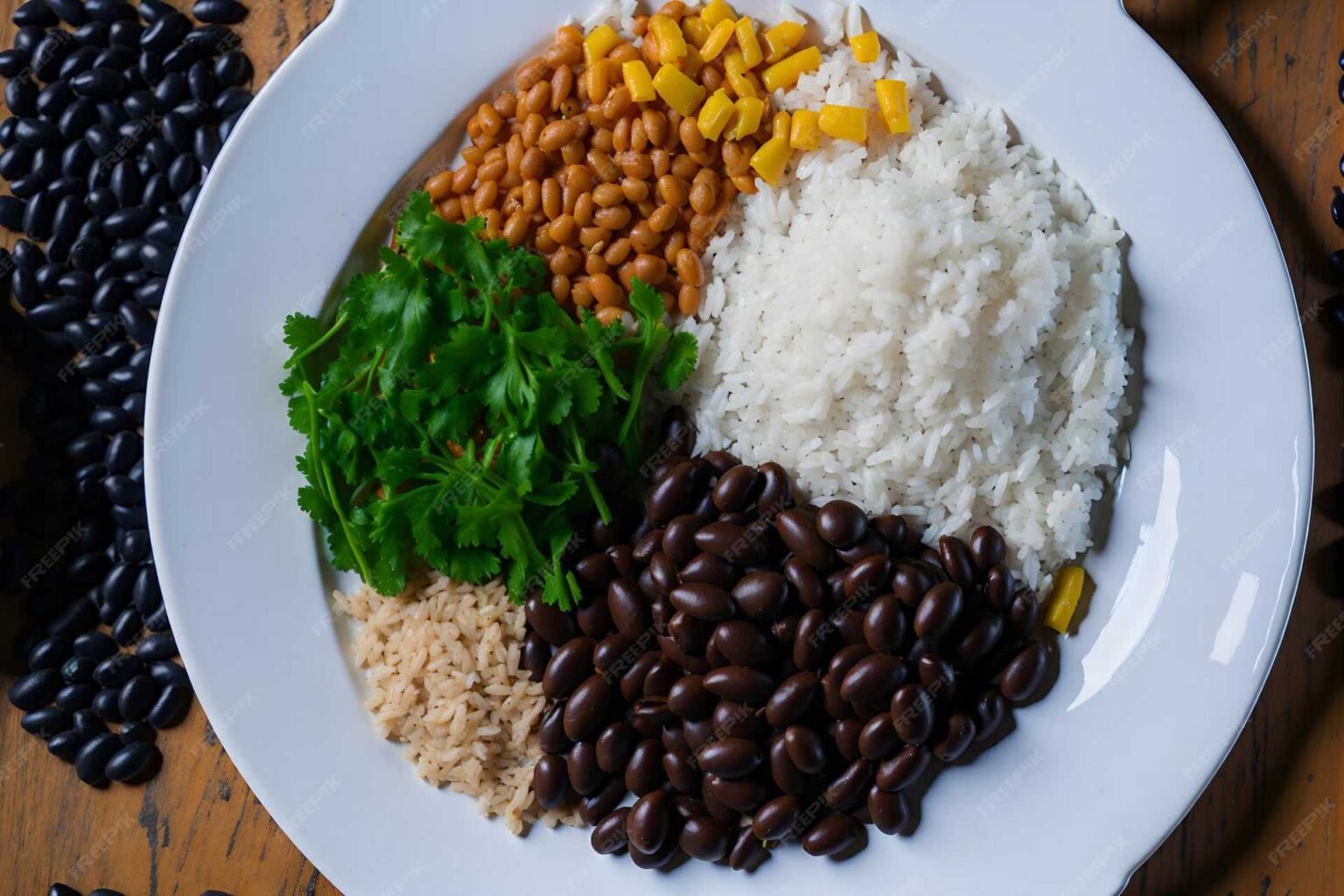 prato com arroz e feijao