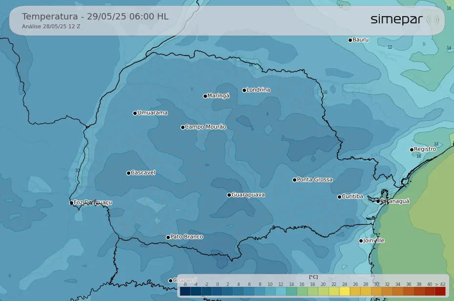 Frente fria intensifica geada e temperaturas baixas no Paraná, alerta SIMEPAR
